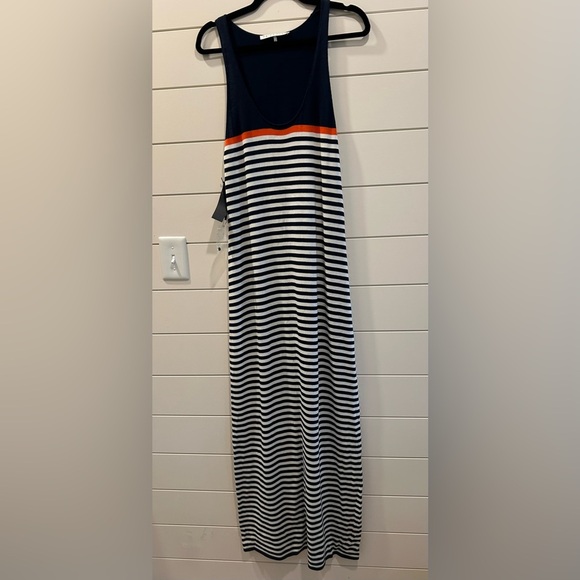 Trina Turk Striped Maxi Dress with Orange Accent Size L - Picture 3 of 7